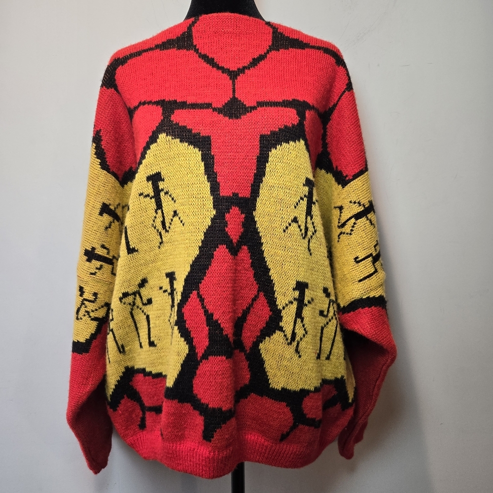 Rare Vtg Esprit Sport Sweater Women's Medium Oversized Geometric Southwestern